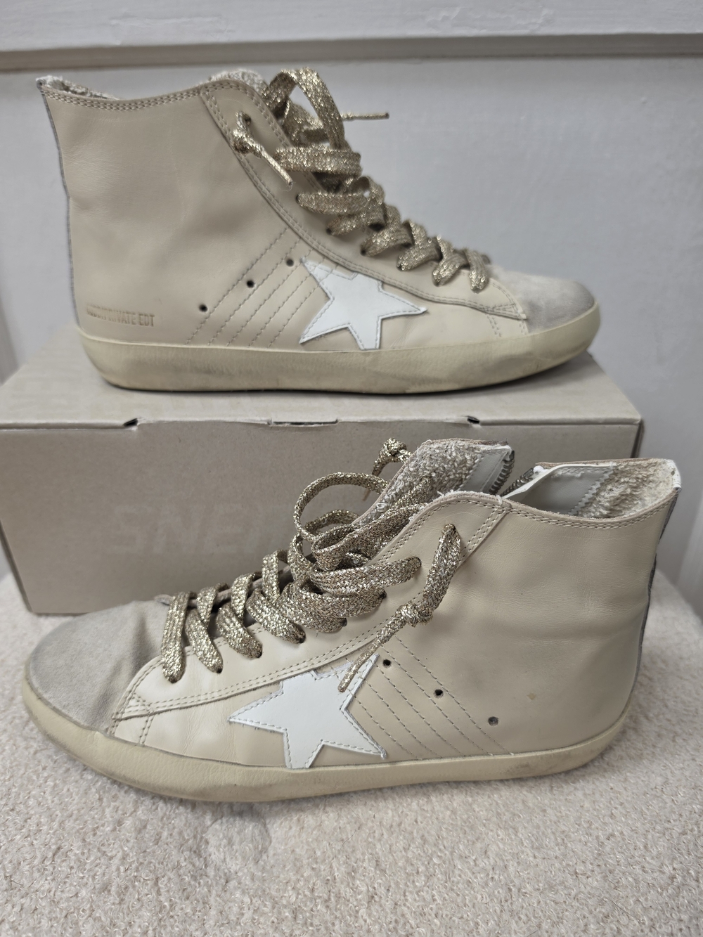 Golden Goose Francy Sneakers in Cream with White Star